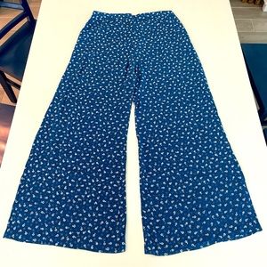Faithful The Brand Women’s L Blue Floral Wide Leg Ankle Pants Anthropology